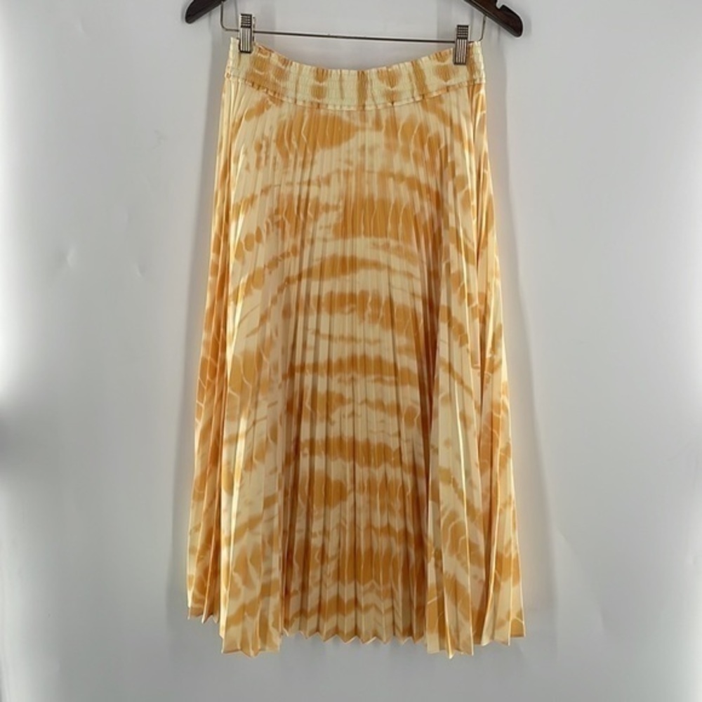 PROENZA SCHOULER White Label Yellow Printed Pleated Tie Dye Skirt - Picture 14 of 15